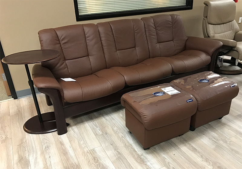 Stressless Buckingham 3 Seat Low Back Sofa Paloma Brown Leather