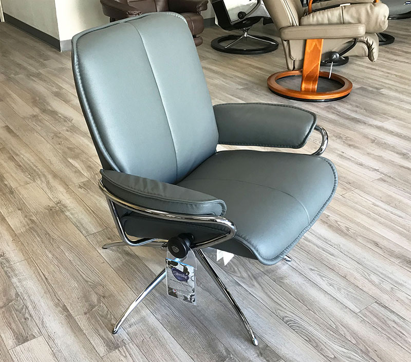 Stressless City Low Back Recliner Chair Batick Grey Leather by Ekornes